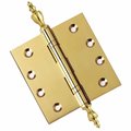 Embassy 4-1/2 x 4-1/2 Solid Brass Ball Bearing Hinge, Polished Brass Finish Urn Tips 4545BBUS3U-1